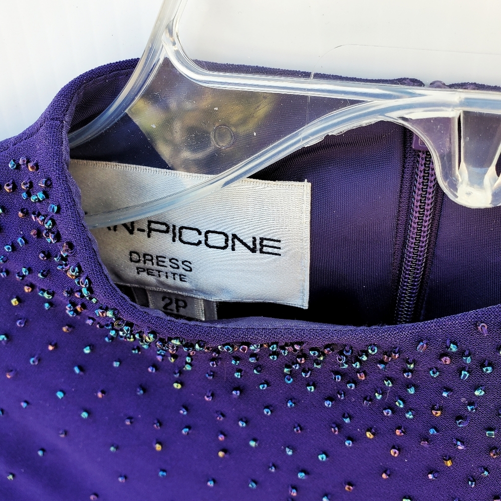 ❤SOLD❤EVAN-PICONE Beaded High Neck Cocktail Sheath 💜  Special Occasion Dress 👗 - Picture 7 of 15